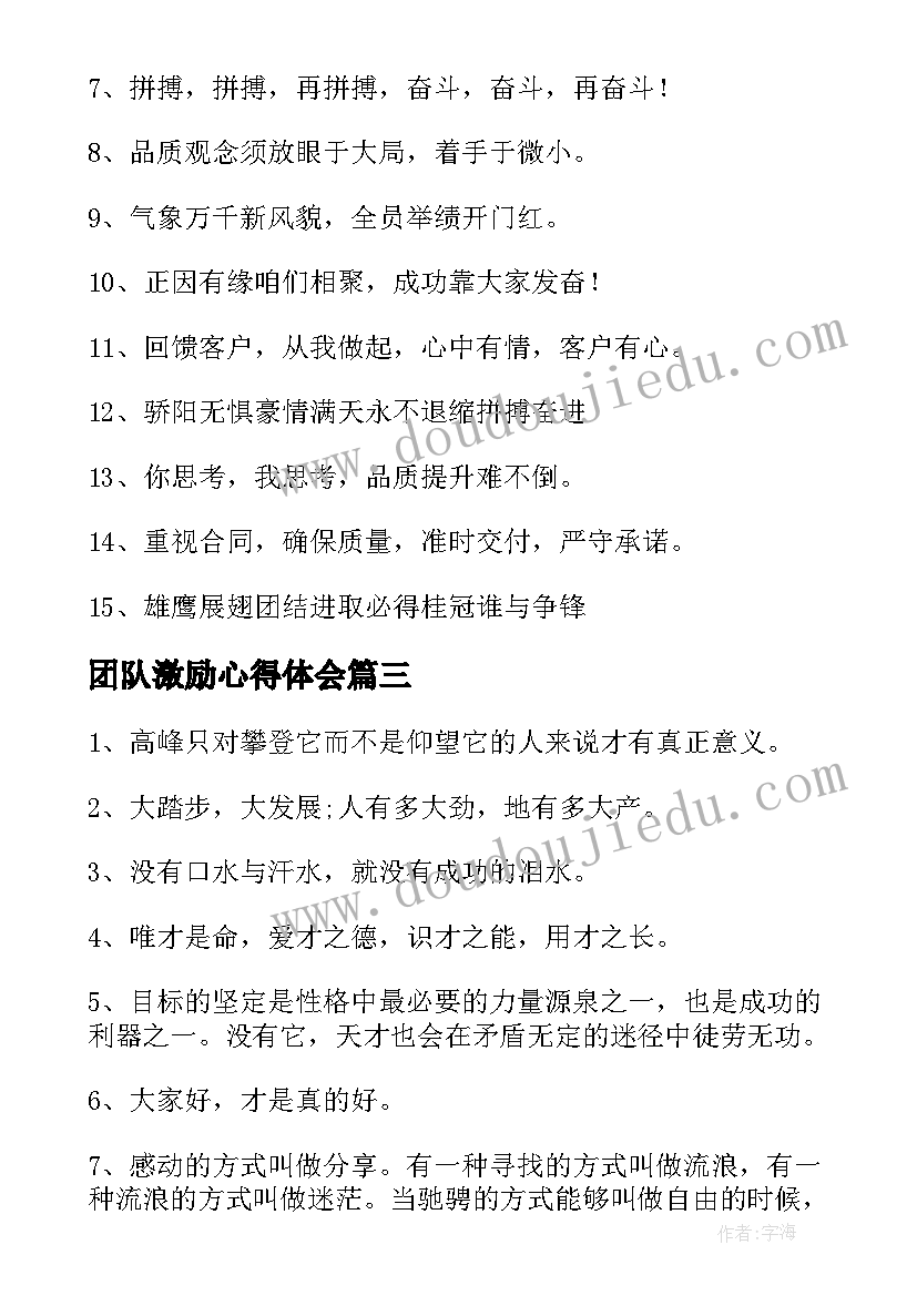 最新团队激励心得体会 团队激励口号(实用5篇)