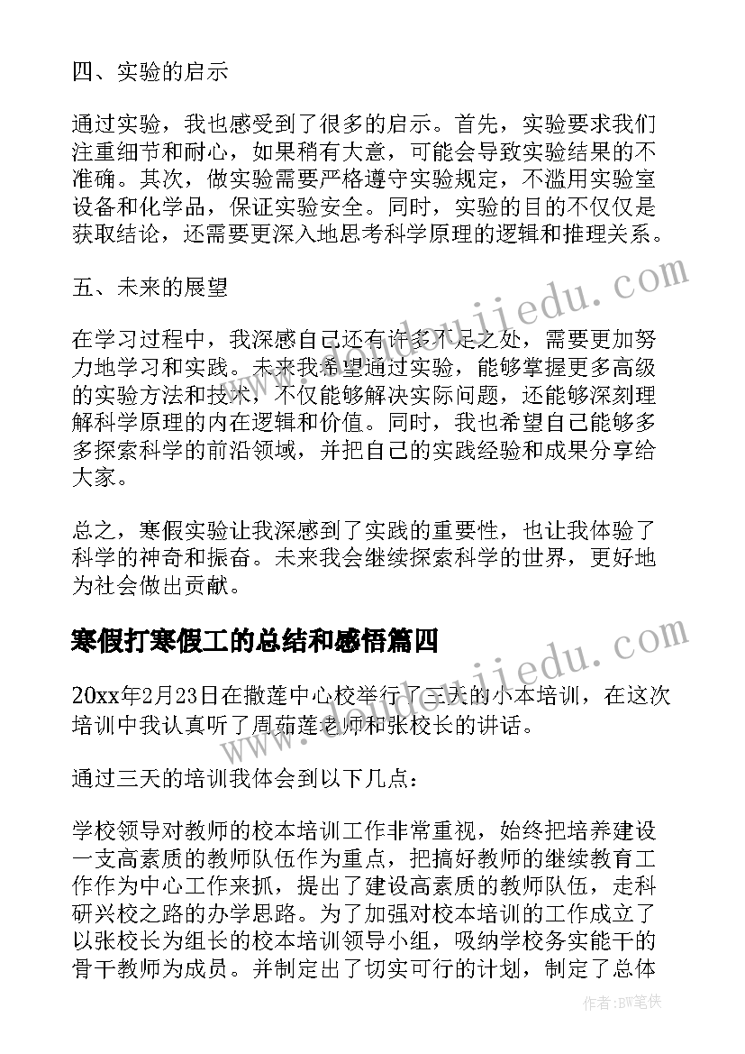 最新寒假打寒假工的总结和感悟 寒假读书心得(精选9篇)