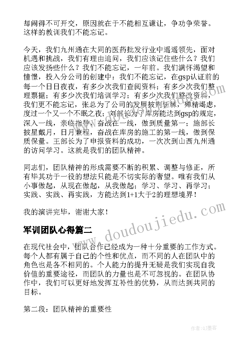 最新军训团队心得(优秀10篇)