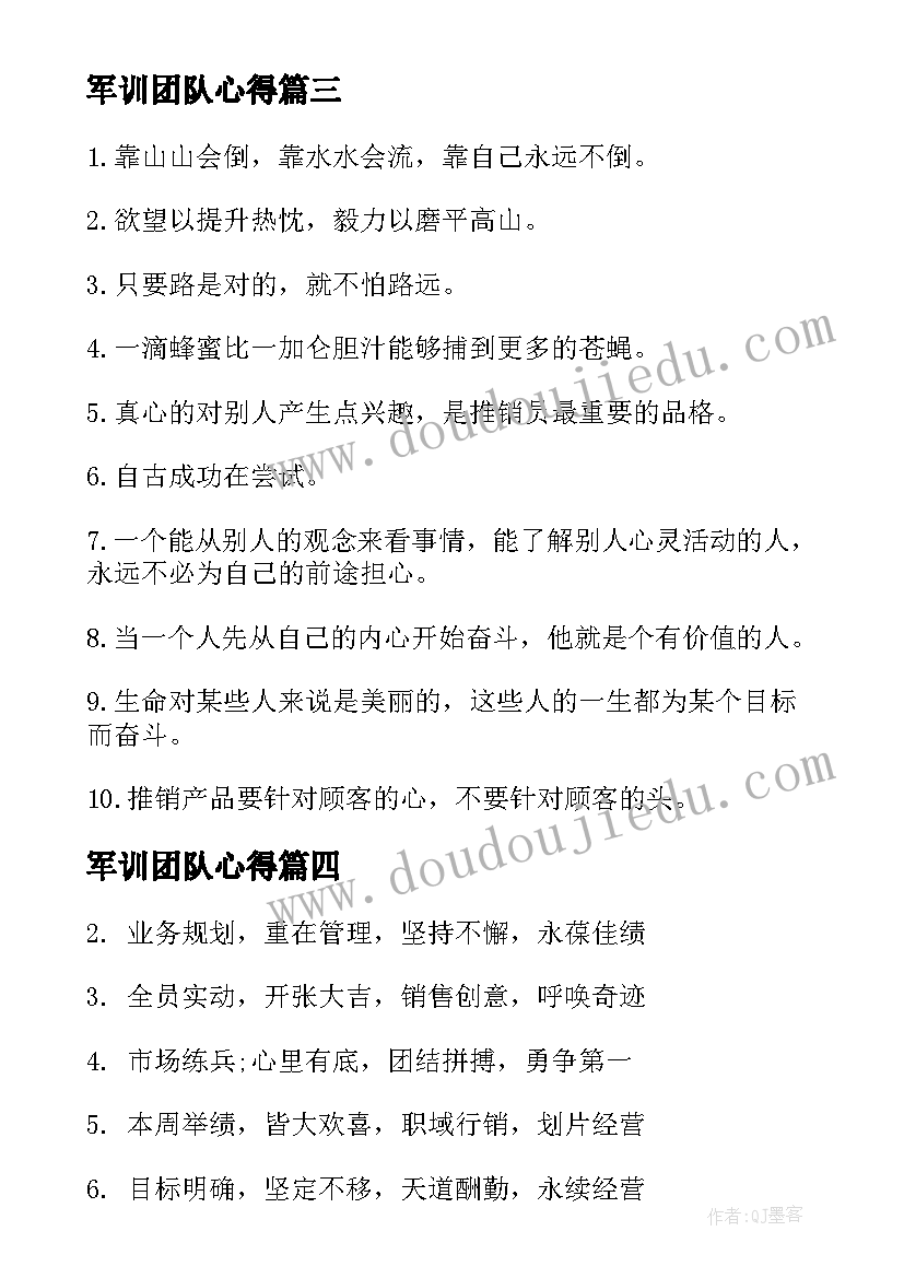 最新军训团队心得(优秀10篇)