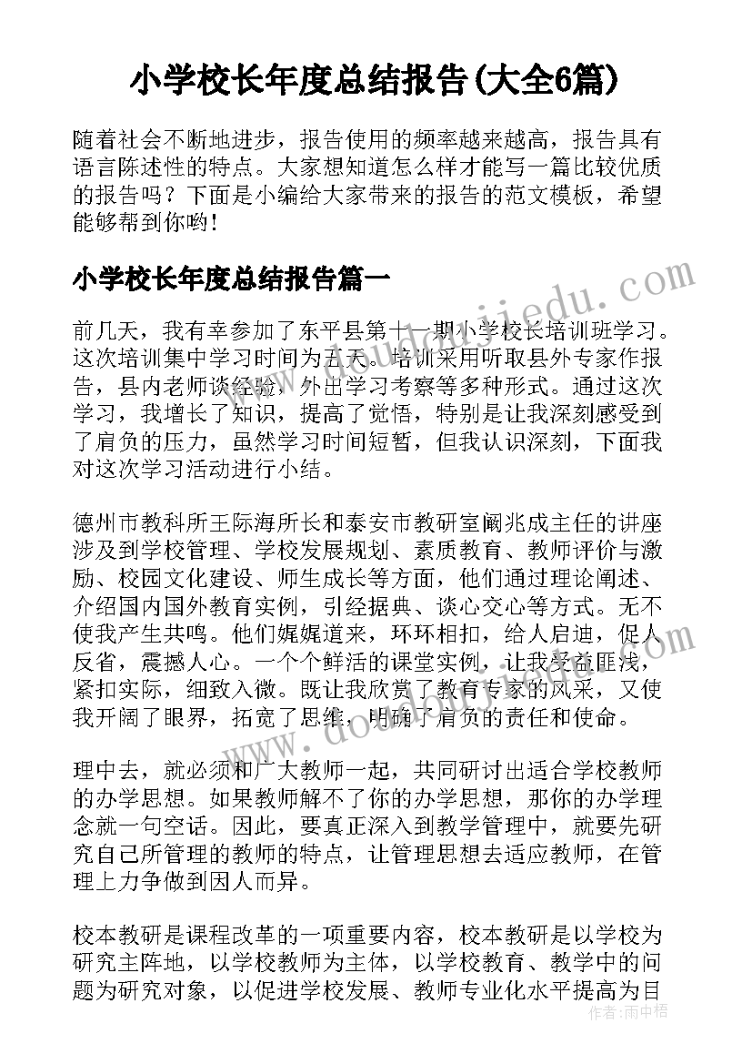 小学校长年度总结报告(大全6篇)