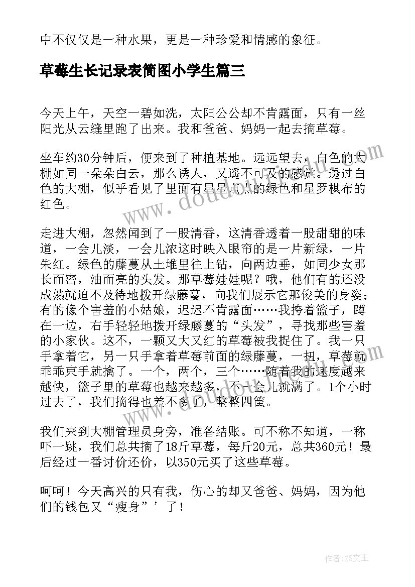 最新草莓生长记录表简图小学生 草莓心得体会(实用9篇)