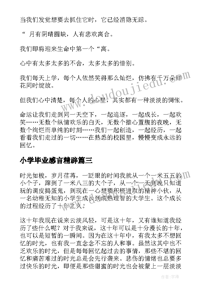 2023年小学毕业感言精辟(通用9篇)