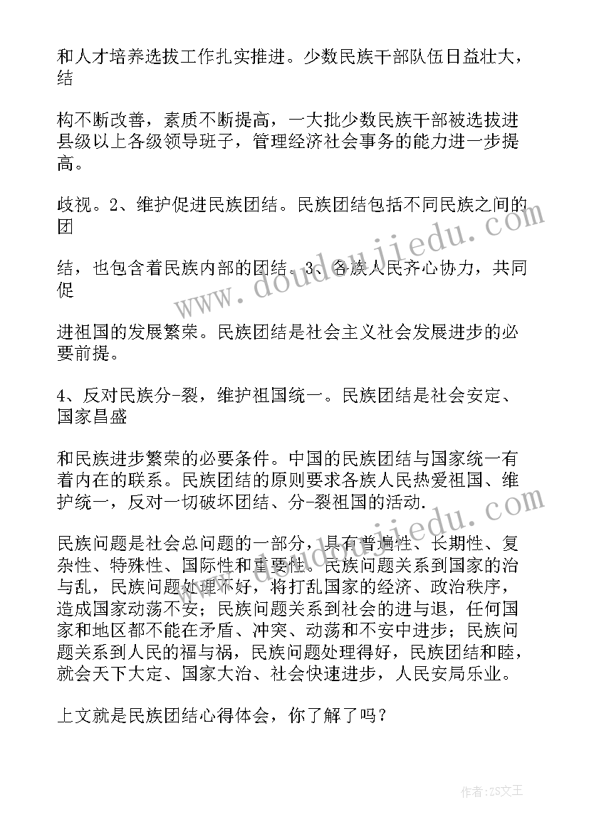 最新民族团结心得体会(优秀5篇)