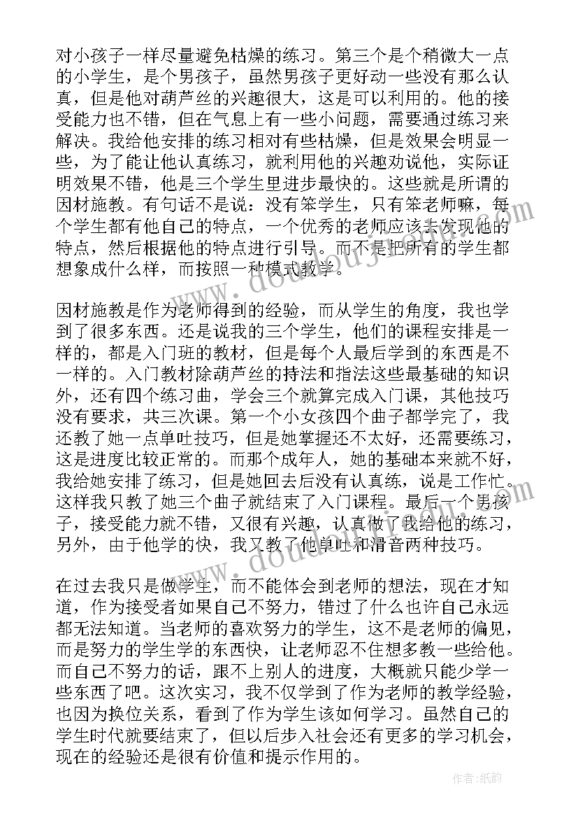 2023年音乐助教老师 音乐毕业生寒假实习总结(优秀5篇)