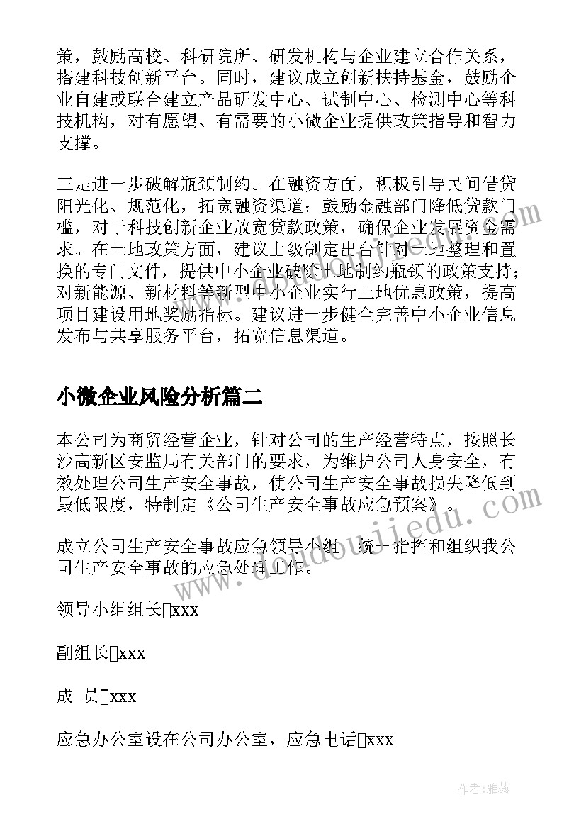 2023年小微企业风险分析 小微企业调研报告(精选7篇)