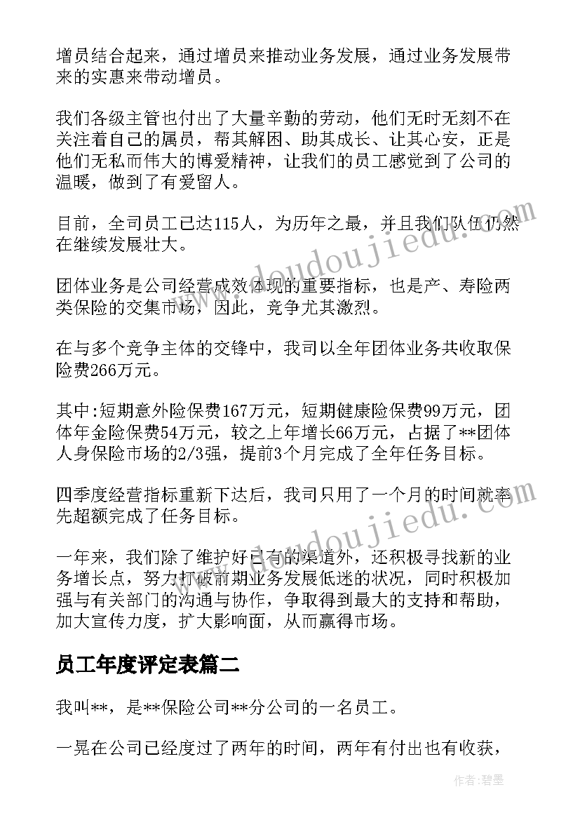 员工年度评定表 保险公司员工年度工作自我鉴定(模板5篇)