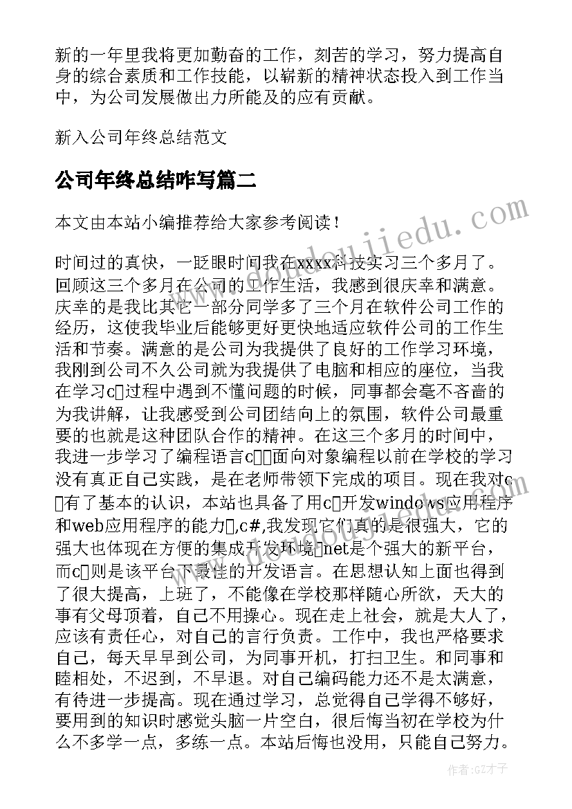 公司年终总结咋写(优质9篇)