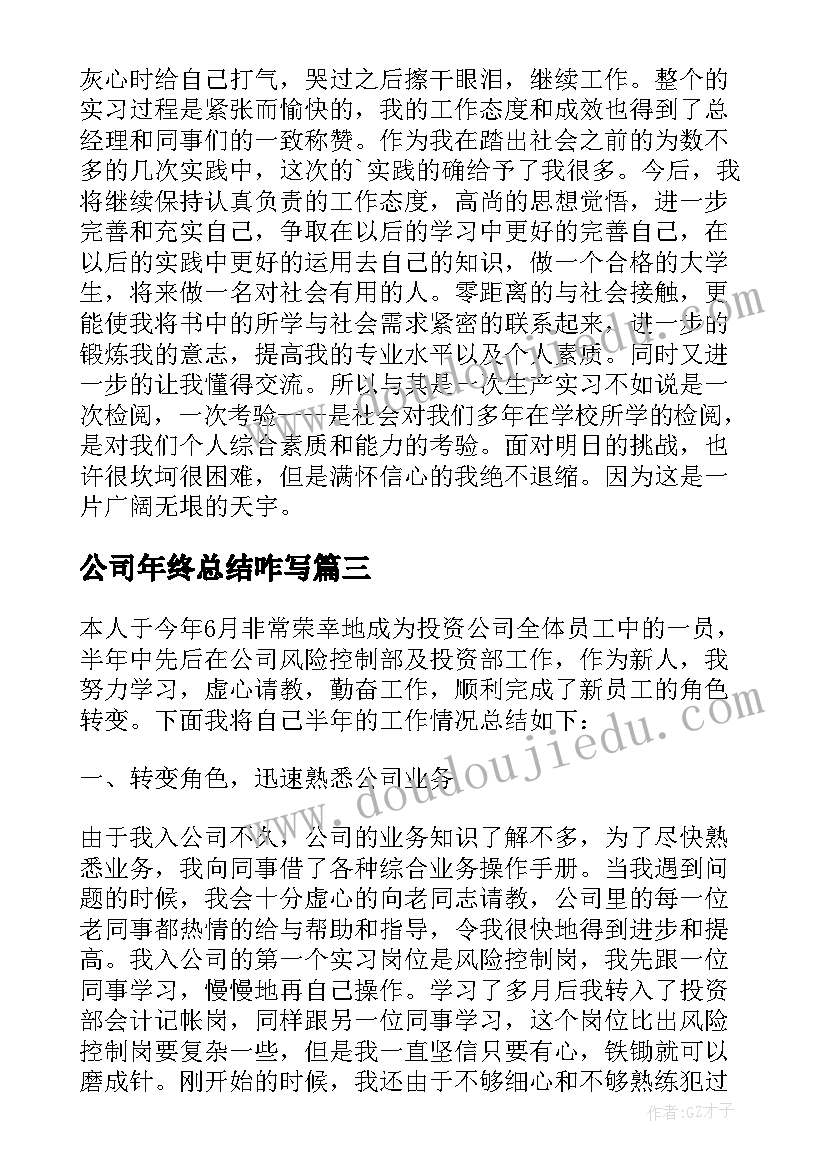 公司年终总结咋写(优质9篇)