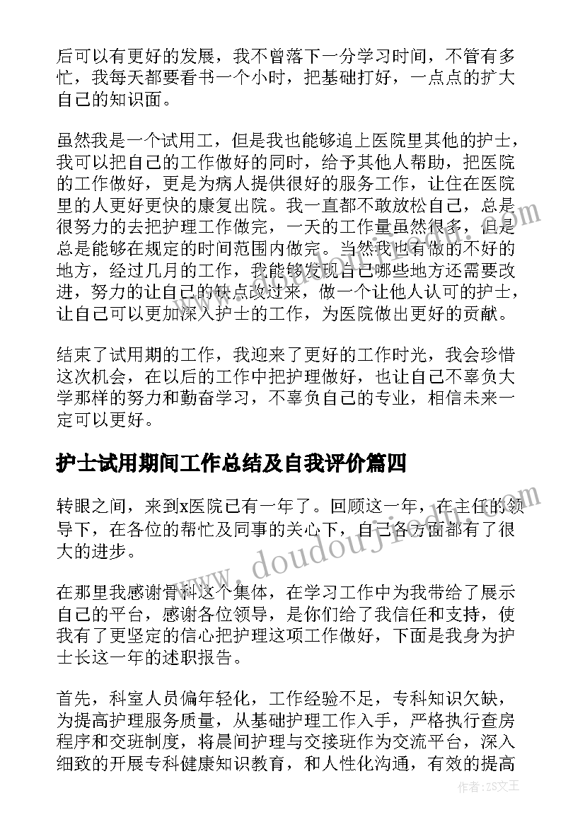 2023年护士试用期间工作总结及自我评价 护士试用期工作总结(大全8篇)