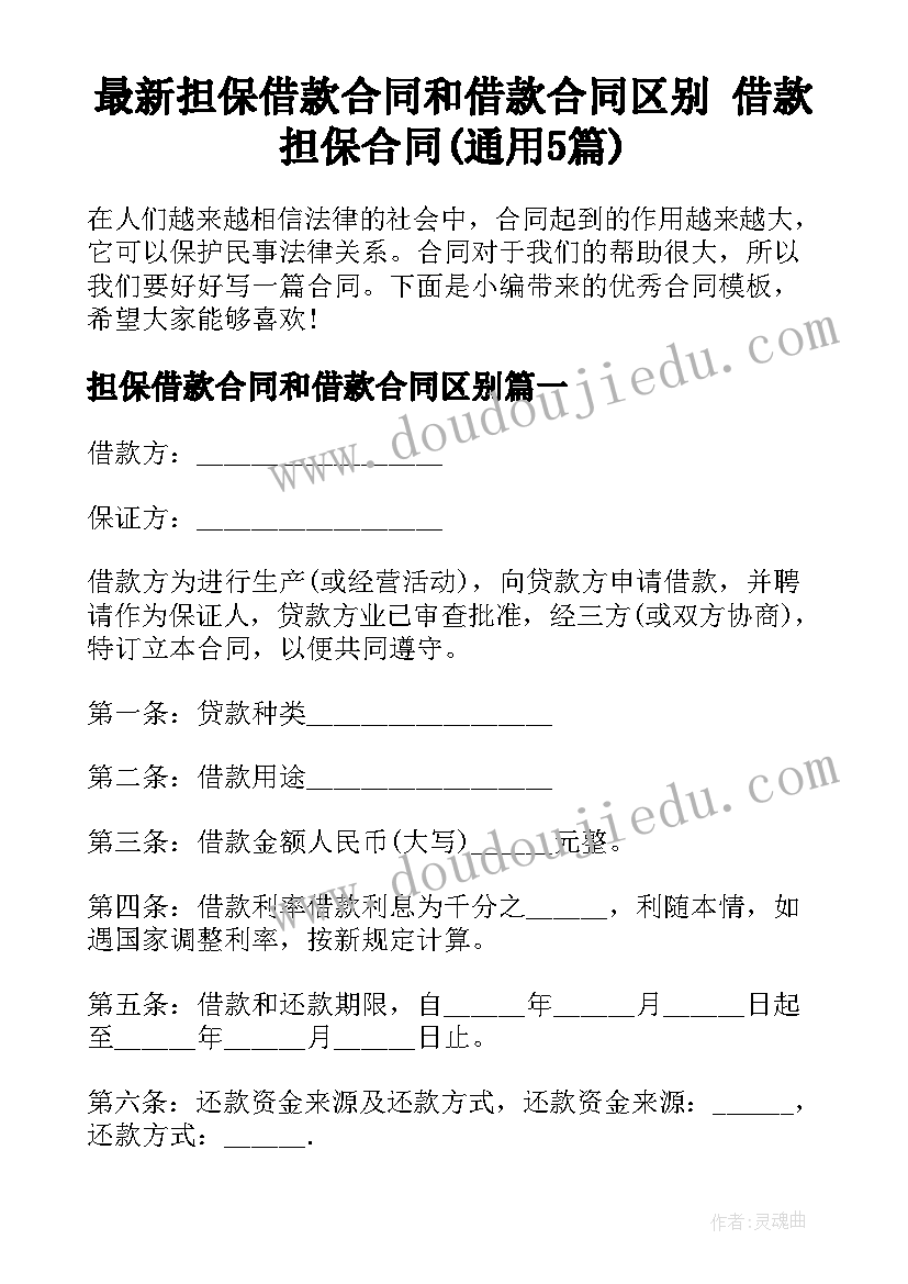 最新担保借款合同和借款合同区别 借款担保合同(通用5篇)