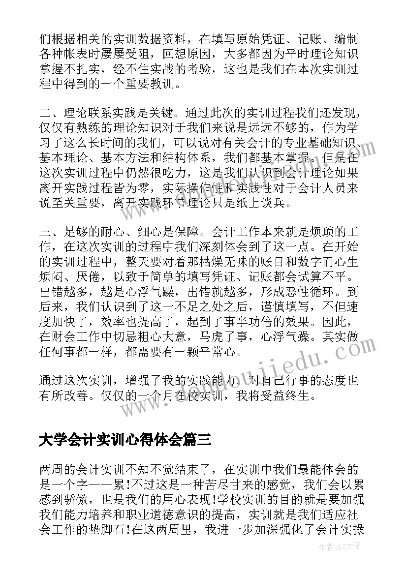 最新大学会计实训心得体会(精选5篇)