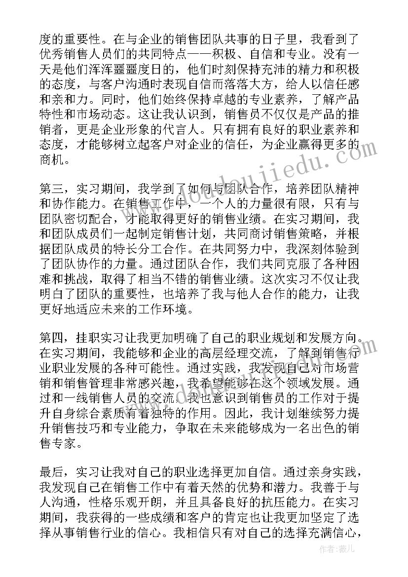 2023年销售员实践心得 销售员挂职实习心得体会(实用6篇)