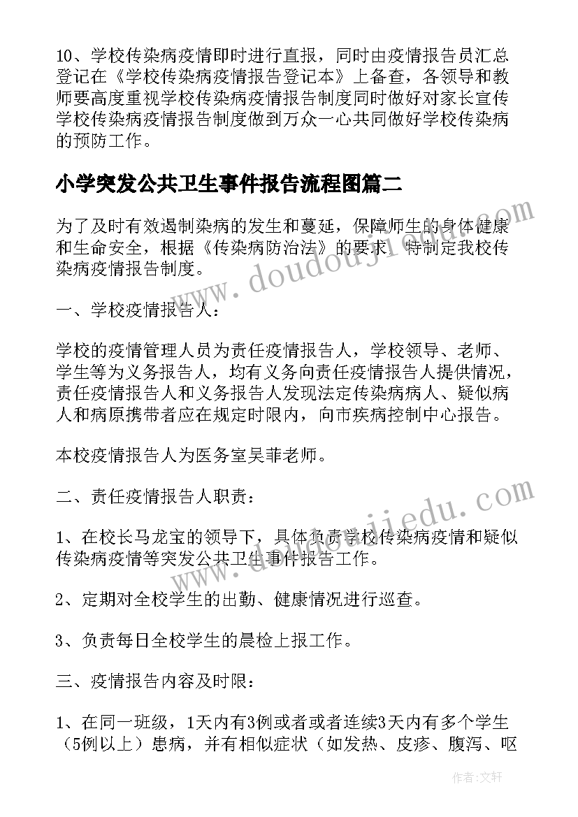 小学突发公共卫生事件报告流程图(通用5篇)