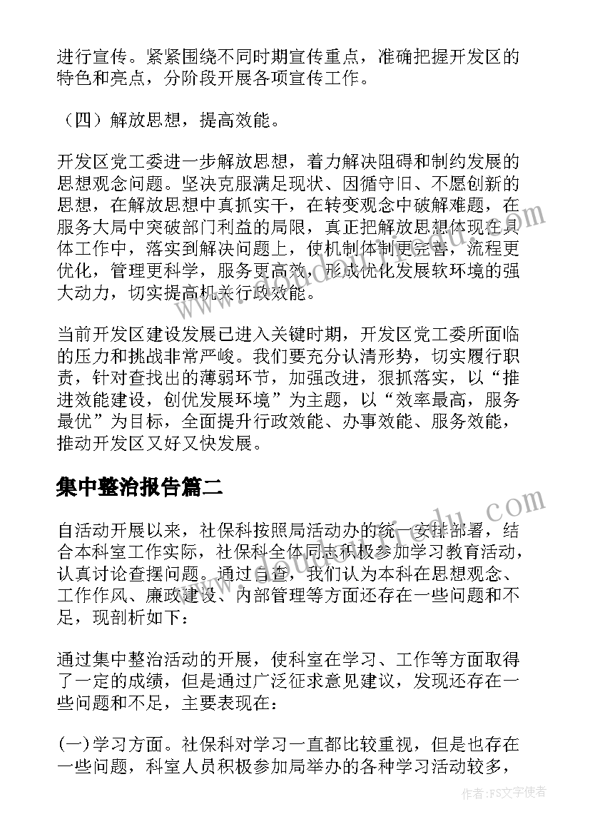 最新集中整治报告(实用5篇)