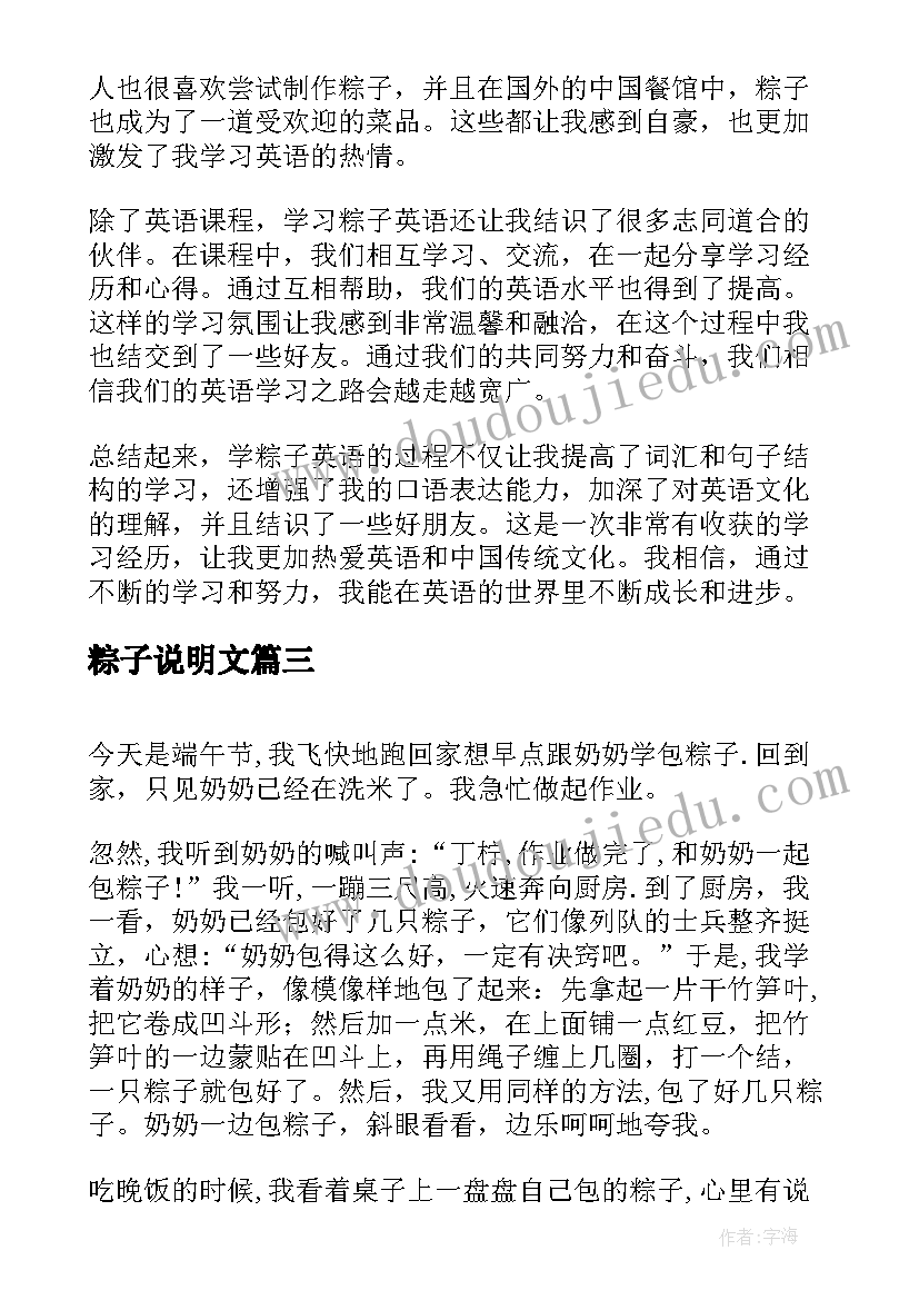 粽子说明文 学粽子英语心得体会(大全10篇)