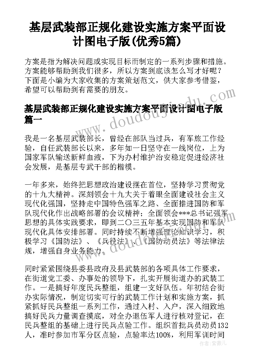 基层武装部正规化建设实施方案平面设计图电子版(优秀5篇)