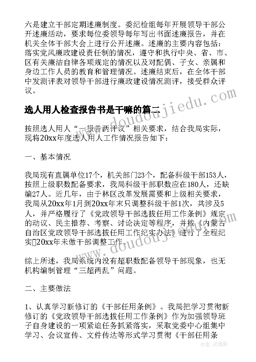 选人用人检查报告书是干嘛的 选人用人专项检查整改报告(实用5篇)