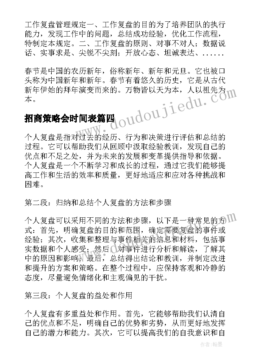 招商策略会时间表 个人复盘心得体会(通用5篇)