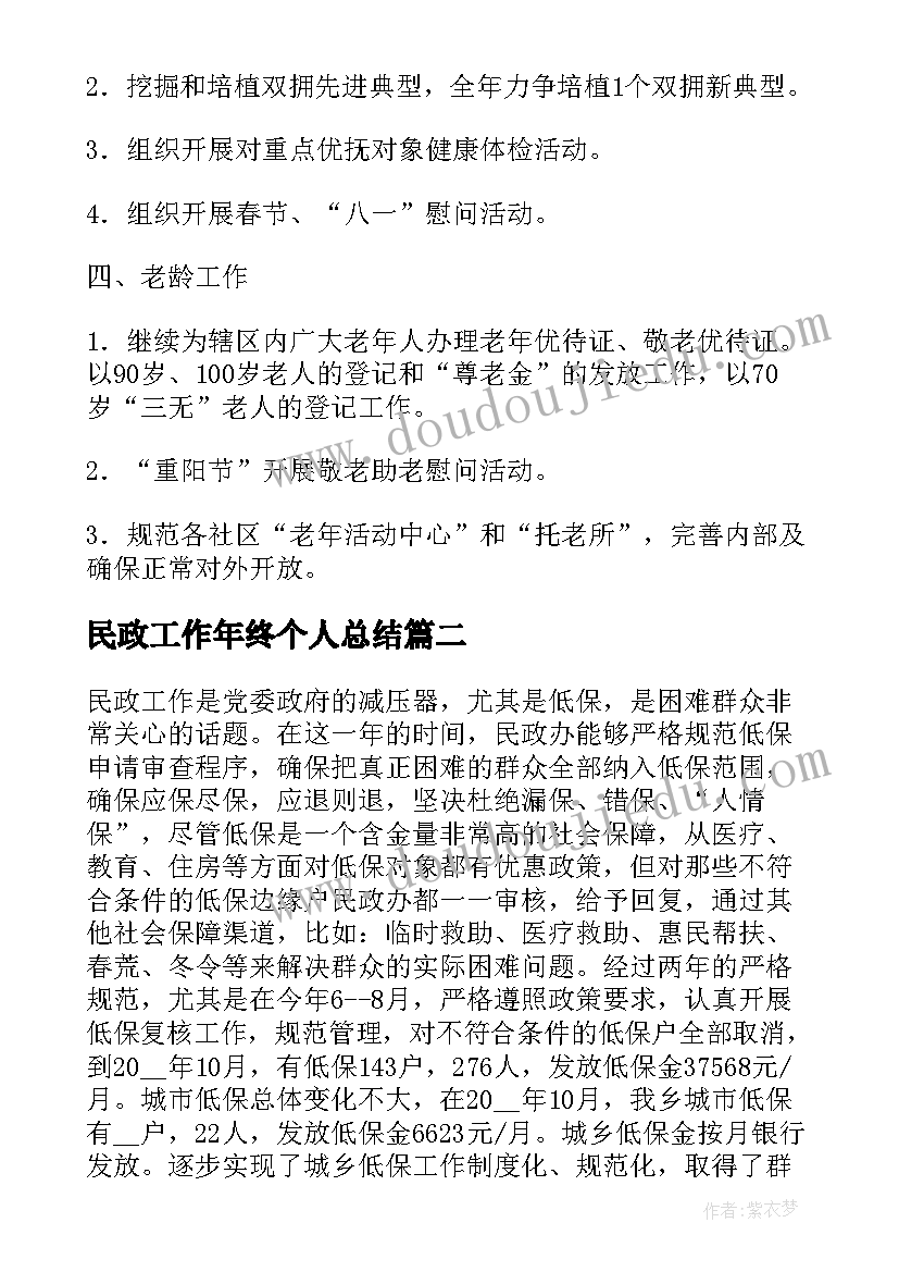 最新民政工作年终个人总结(模板9篇)