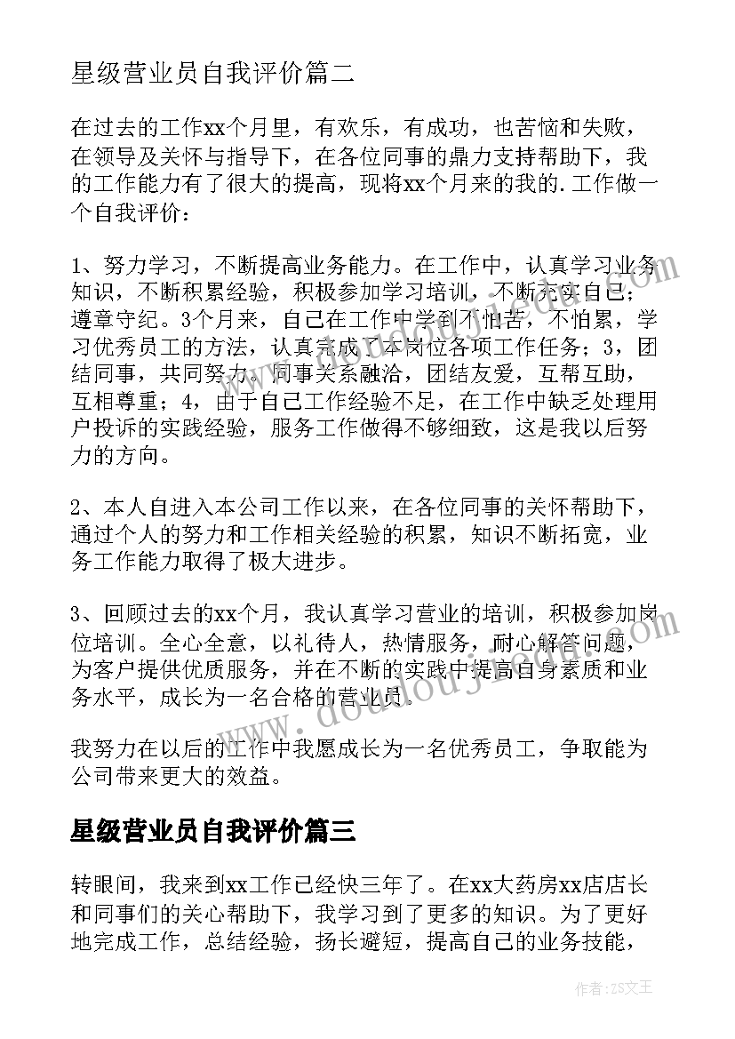 2023年星级营业员自我评价(优秀5篇)