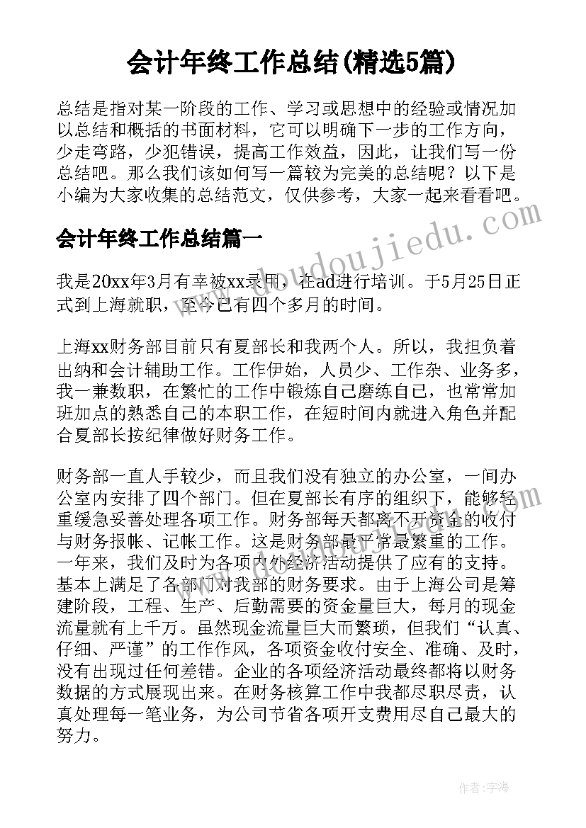 会计年终工作总结(精选5篇)