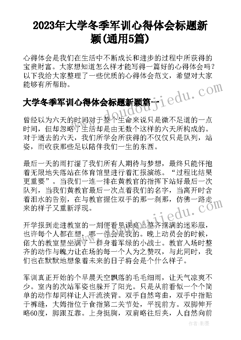 2023年大学冬季军训心得体会标题新颖(通用5篇)