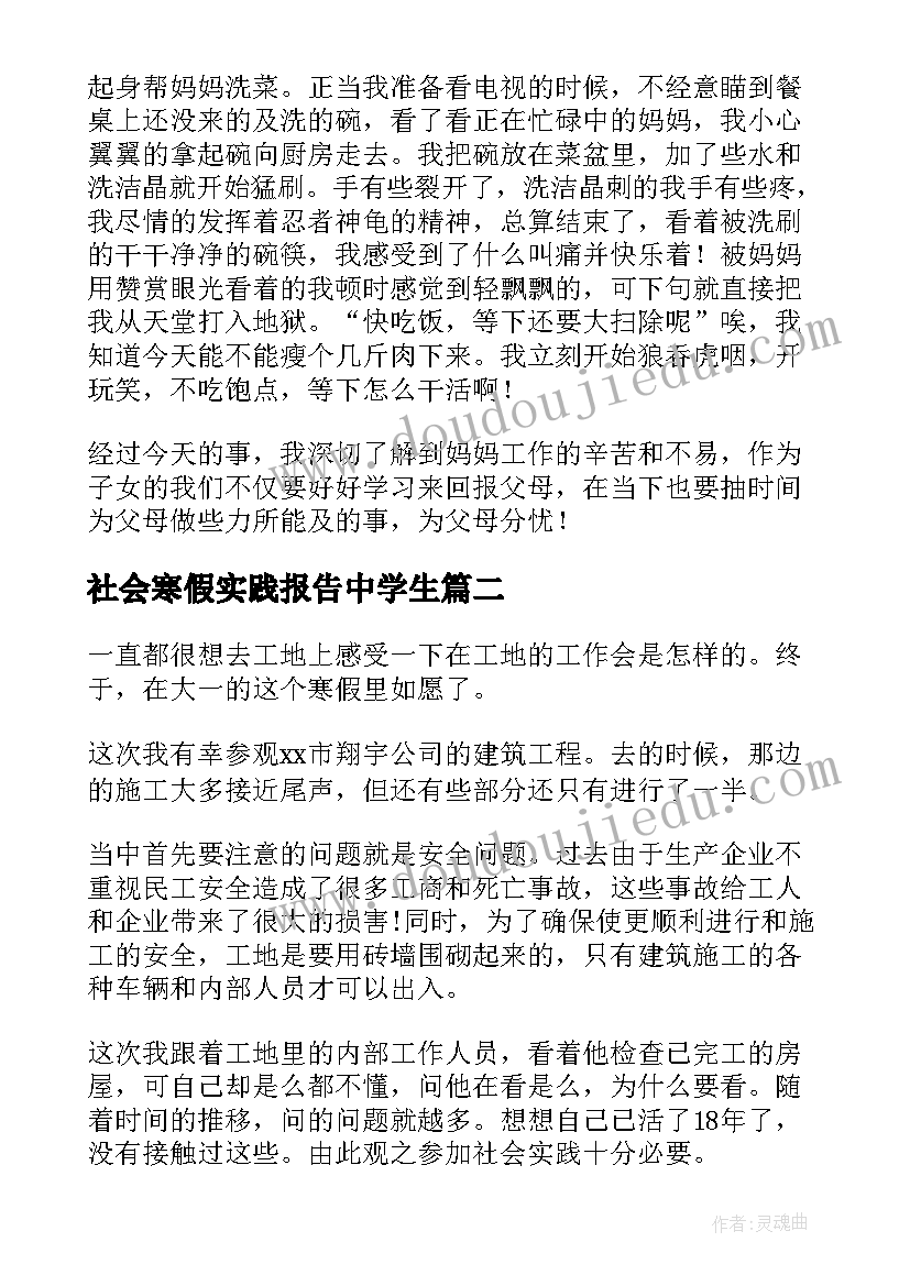 社会寒假实践报告中学生(精选10篇)