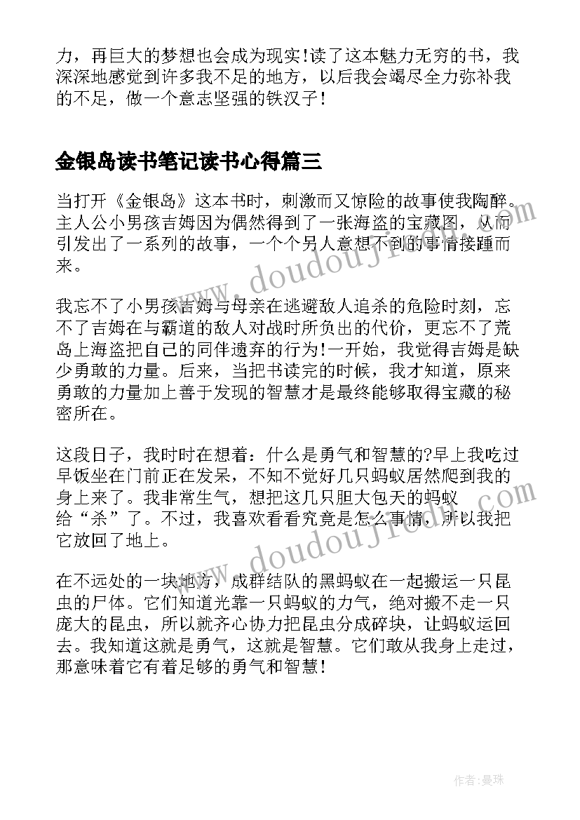 最新金银岛读书笔记读书心得(大全5篇)