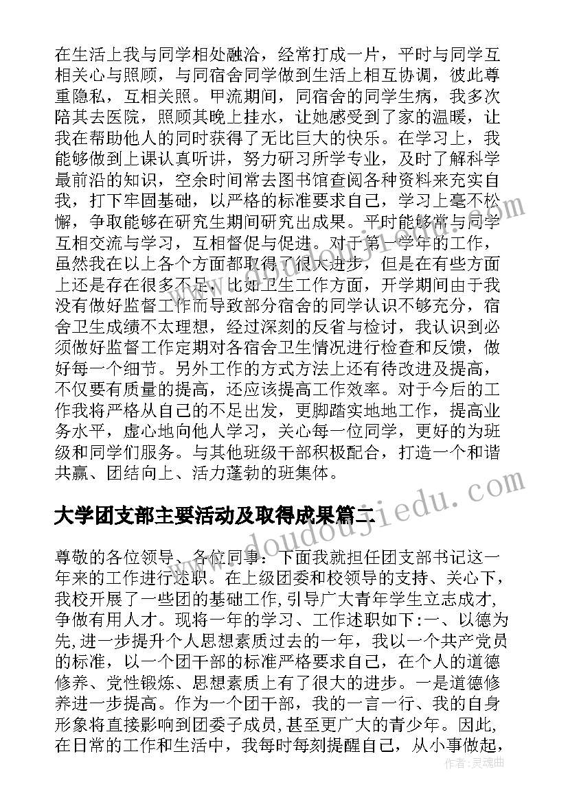 2023年大学团支部主要活动及取得成果 团支部述职报告大学生(模板9篇)