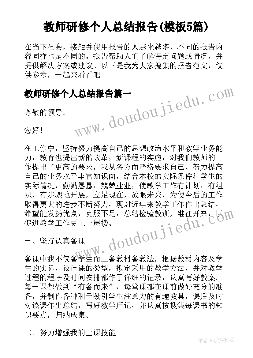 教师研修个人总结报告(模板5篇)