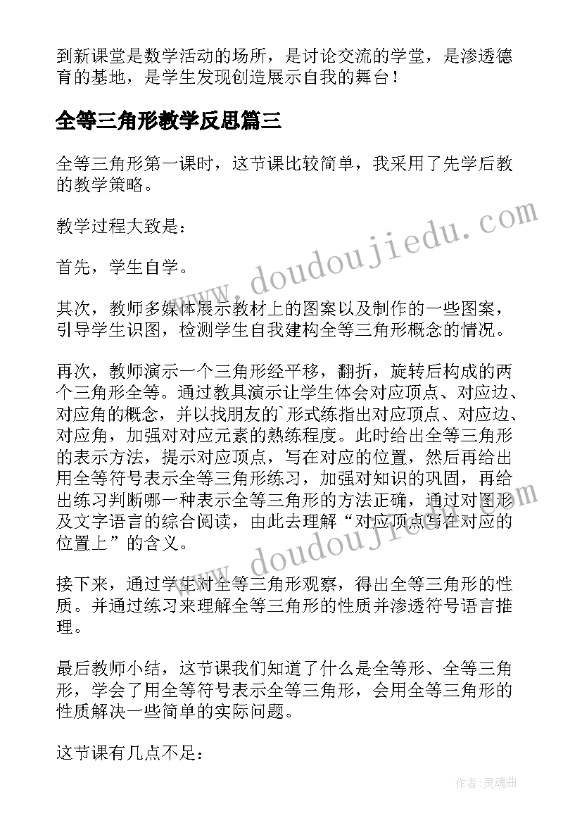 2023年全等三角形教学反思(大全5篇)