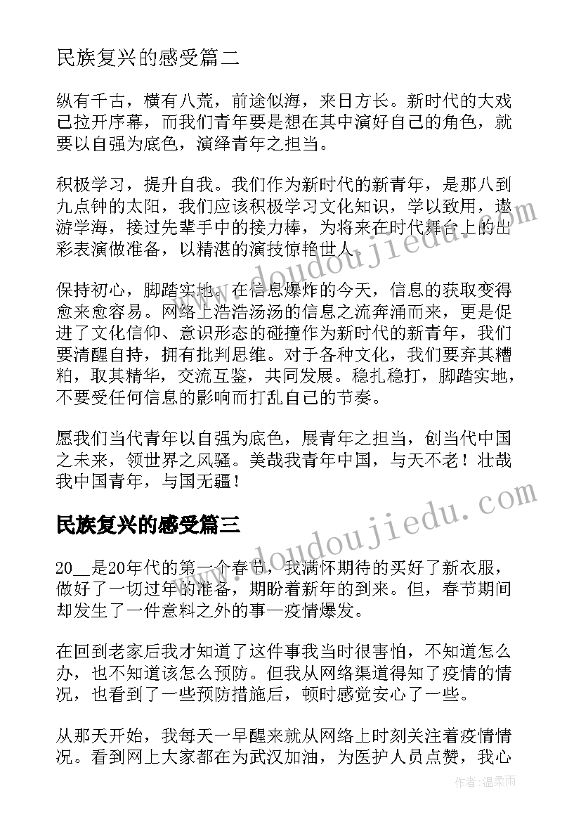 最新民族复兴的感受 共圆中华民族伟大复兴的中国梦学习心得(优质5篇)