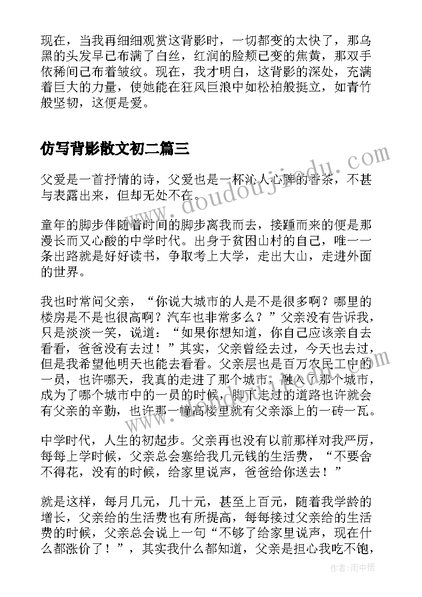 2023年仿写背影散文初二 仿写背影散文(大全5篇)