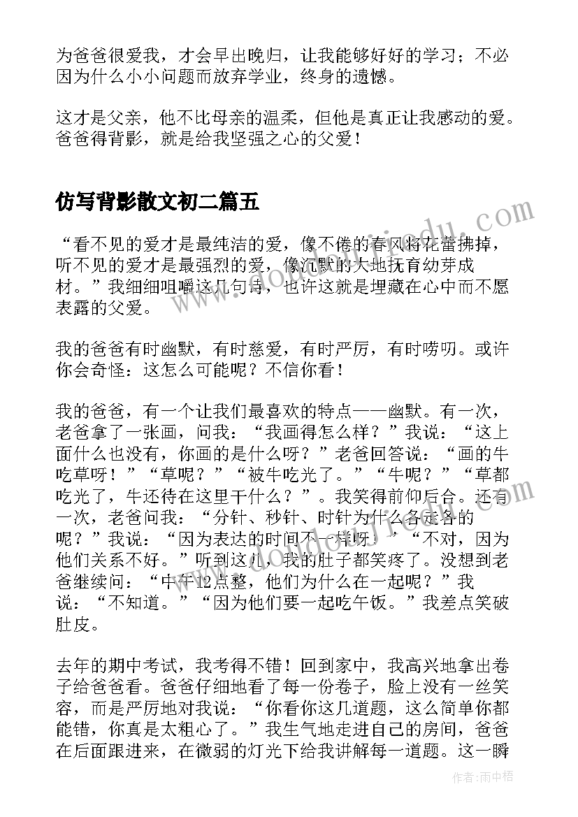 2023年仿写背影散文初二 仿写背影散文(大全5篇)