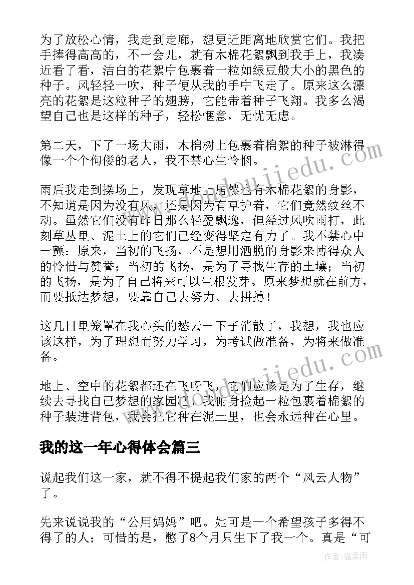 最新我的这一年心得体会(模板7篇)