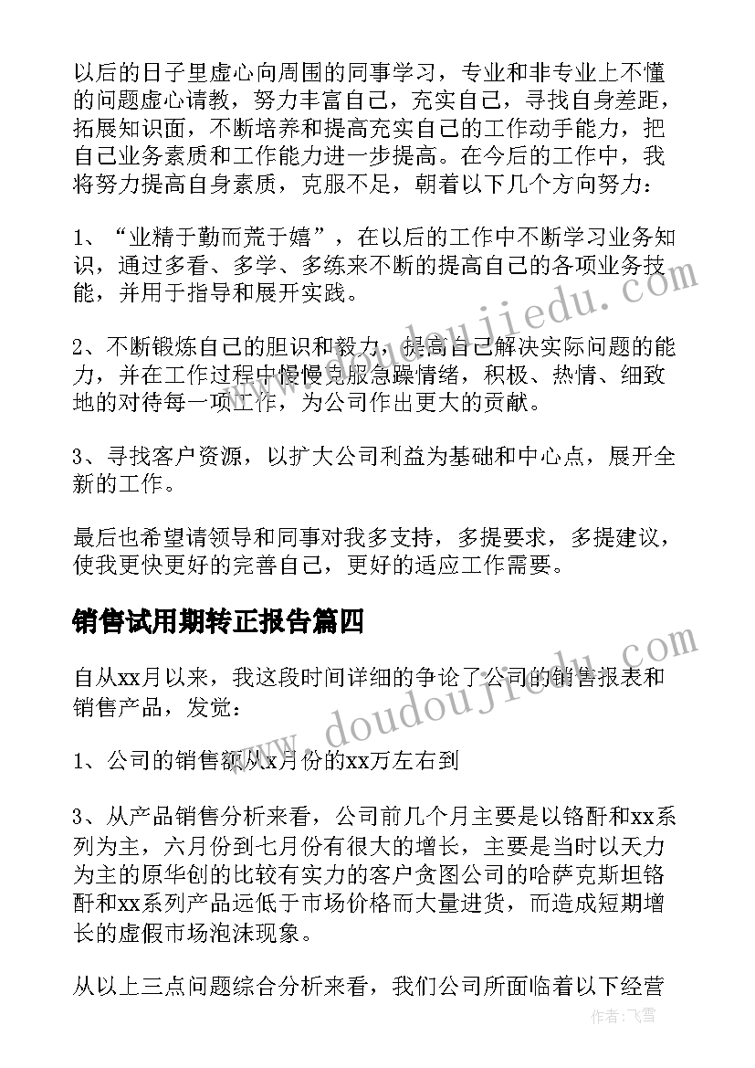 2023年销售试用期转正报告(精选6篇)