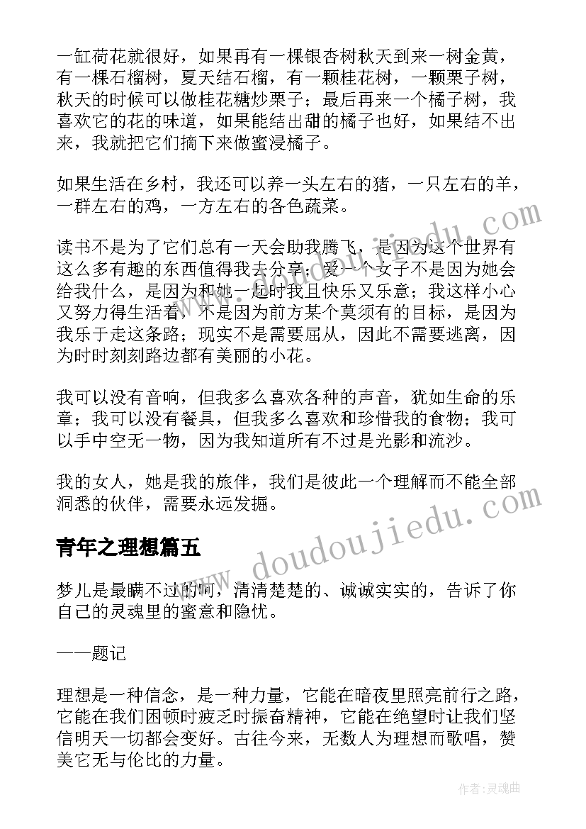 2023年青年之理想 青少年理想梦想之帆心得体会(大全5篇)