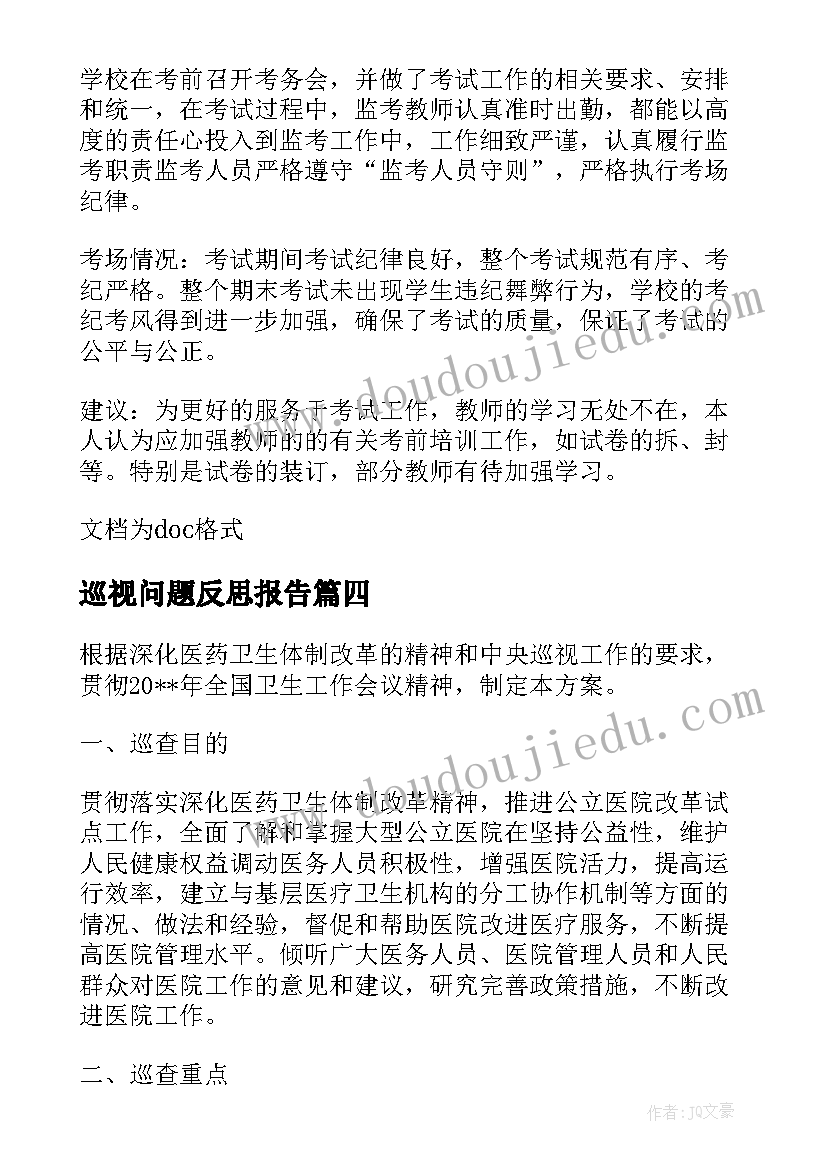 2023年巡视问题反思报告(大全10篇)