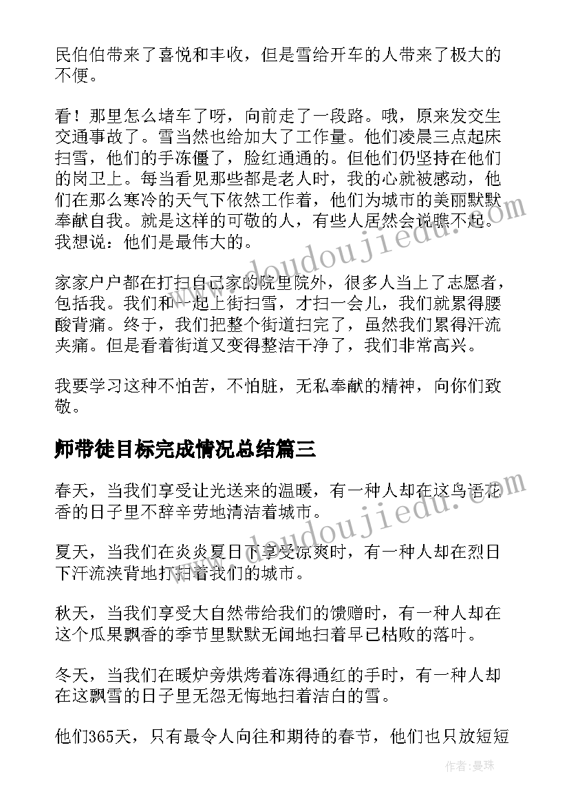 2023年师带徒目标完成情况总结(实用6篇)