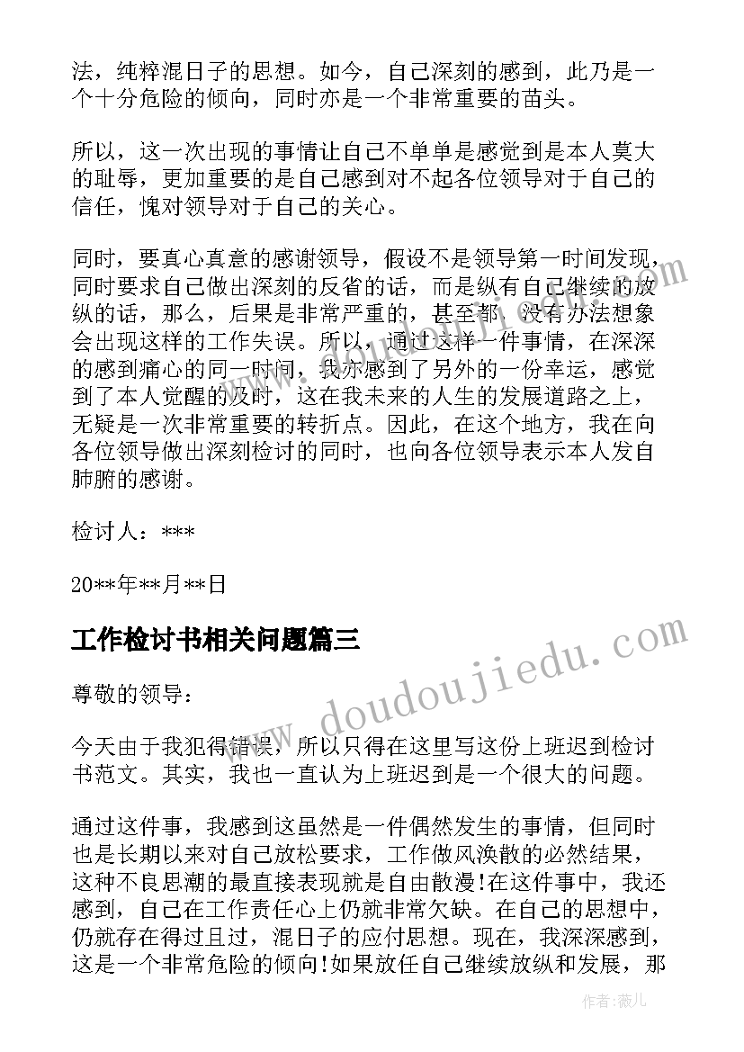 2023年工作检讨书相关问题(精选5篇)