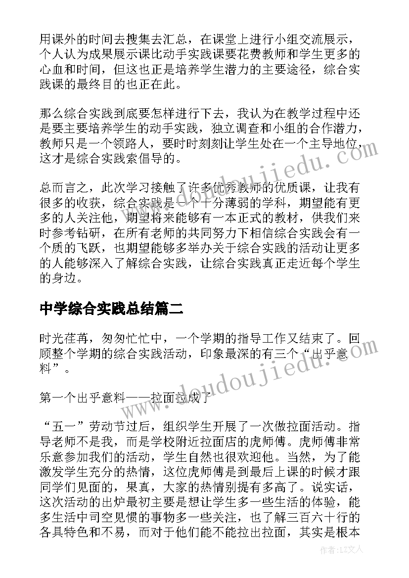 中学综合实践总结(大全8篇)