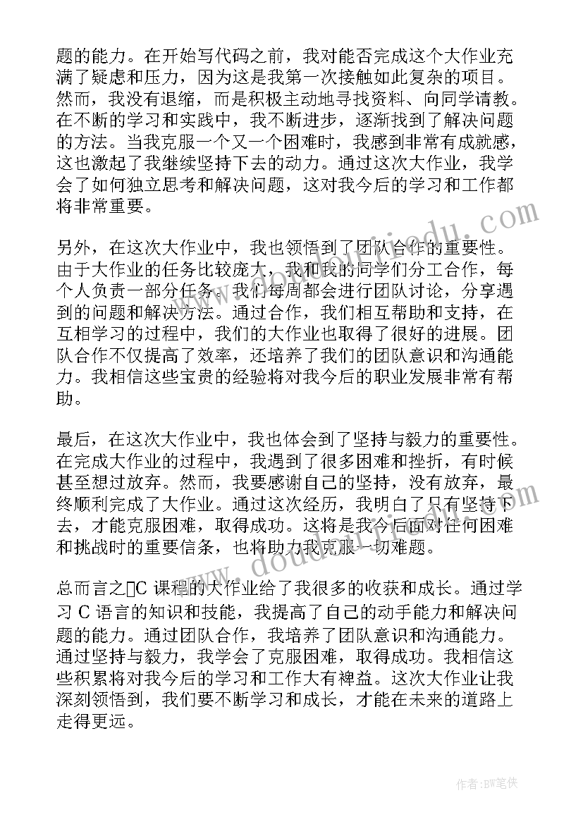 2023年大作业体会心得(通用5篇)