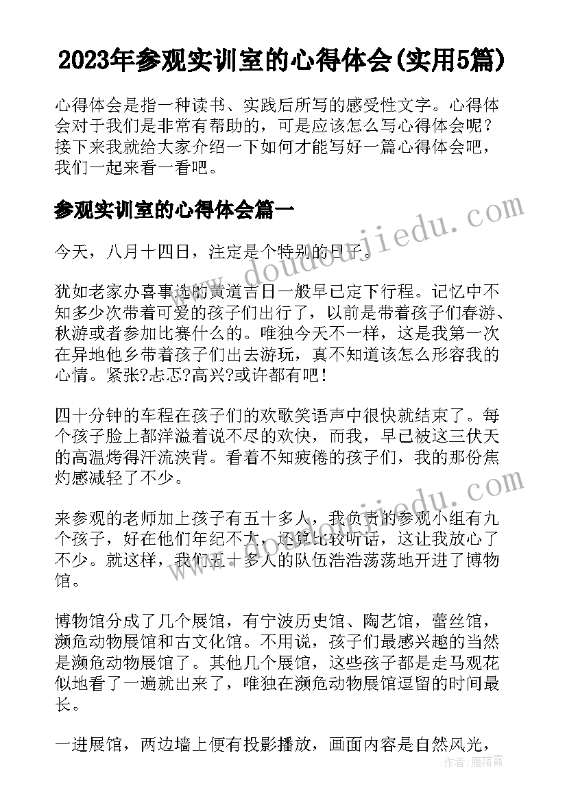 2023年参观实训室的心得体会(实用5篇)