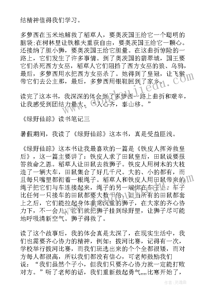 最新绿野仙踪读书体会(汇总8篇)