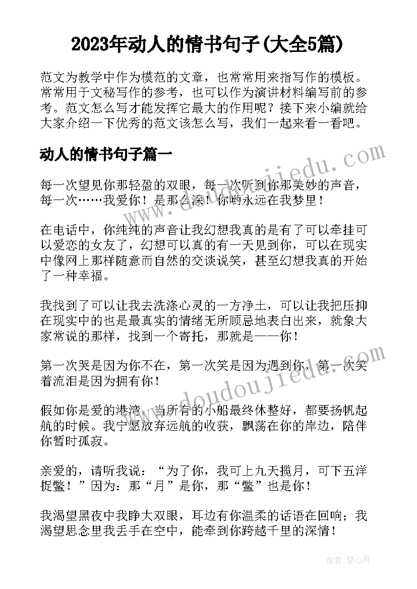 2023年动人的情书句子(大全5篇)