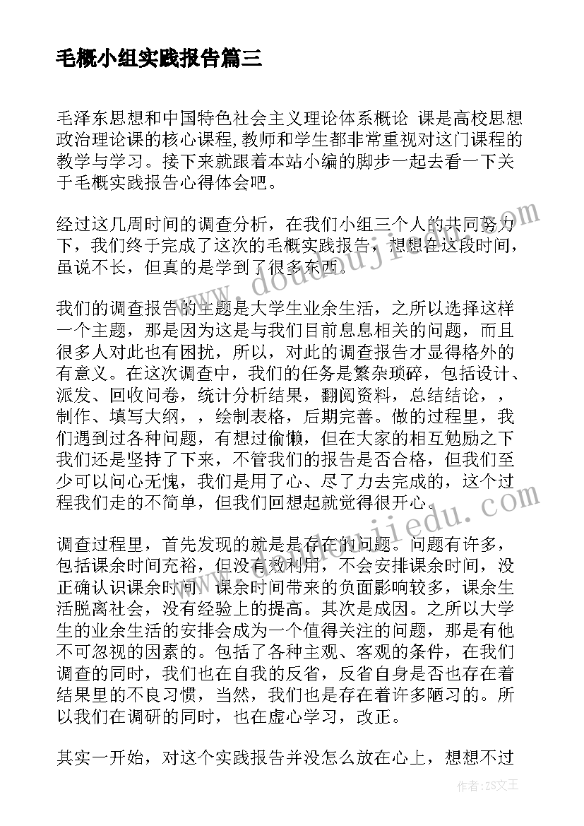 最新毛概小组实践报告 毛概课外实践报告心得体会(优秀5篇)