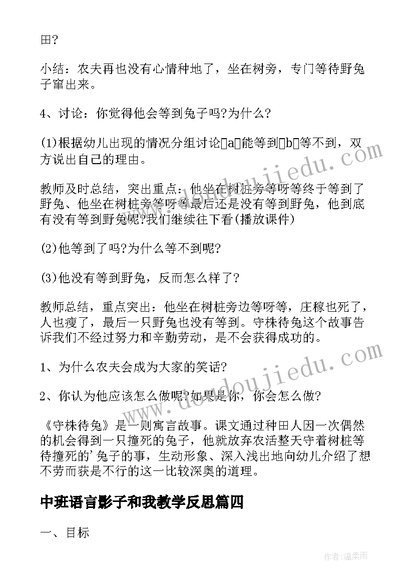 中班语言影子和我教学反思 中班语言教案及反思(精选5篇)