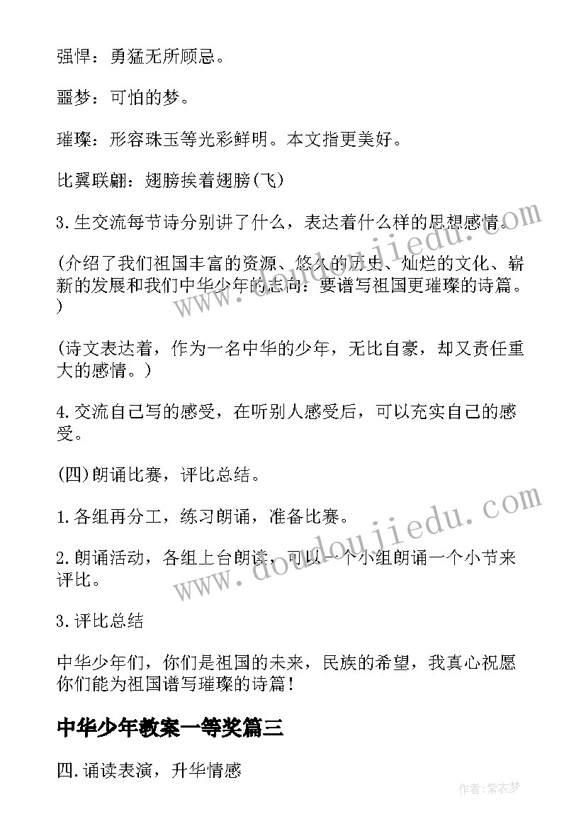 最新中华少年教案一等奖(精选5篇)