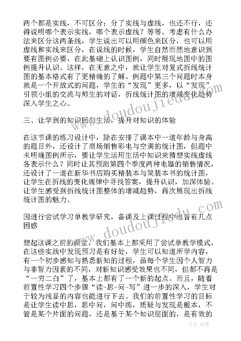 人教版折线统计图教材分析 人教版数学四年级折线统计图教学反思(通用5篇)